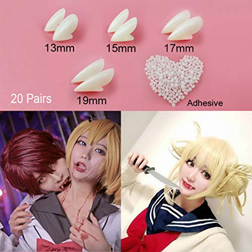 UVEEFUN 20 Pairs Vampire Teeth Fangs Fake Teeth for Halloween Party Zombie Ghost Devil Cosplay - Include Fangs Adhesive