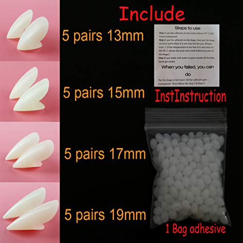 UVEEFUN 20 Pairs Vampire Teeth Fangs Fake Teeth for Halloween Party Zombie Ghost Devil Cosplay - Include Fangs Adhesive