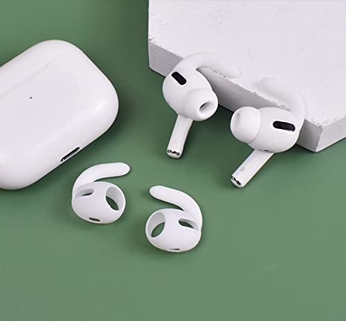ALXCD Ear Hook Ear Tips Replacment for AirPods Pro, 1 Pair Over-Ear Soft TPU Ear Hook & 2 Pairs in-Ear Silicone Ear Tips in 1 Set [Anti Slip][Anti Lost], Fit for AirPods Pro (1+2S) White