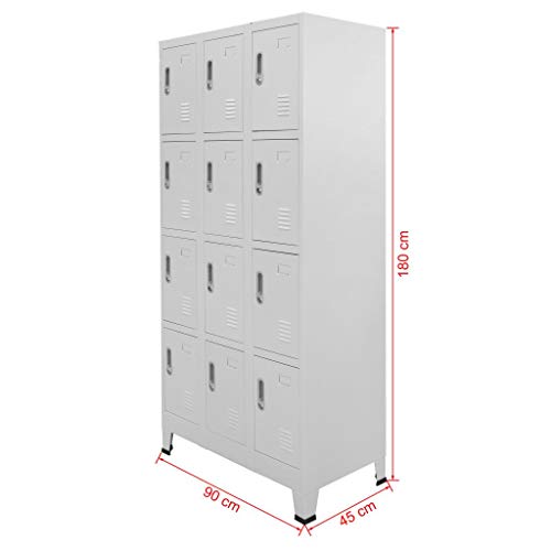 WooDlan Metal Storage Cabinet Locker Cabinet Tall Office Cabinet with 12 Compartments