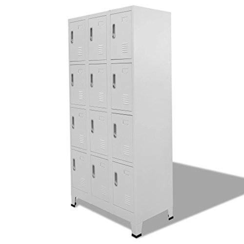 WooDlan Metal Storage Cabinet Locker Cabinet Tall Office Cabinet with 12 Compartments