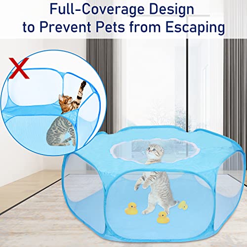 PETLOFT Foldable Pet Playpen with Top Cover, Anti-Escape Mesh Portable Pop-up Play Tent Excise Pen Cage Play Yard Fence for Hamster, Guinea Pig, Rabbit, Ferret, Chinchilla, Bearded Dragon, Hedgehog