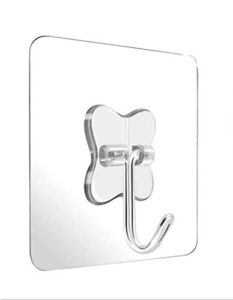 kk5 seamless adhesive hooks 13.2lb(max) utility stainless steel hook for towel bathrobe coats,bathroom kitchen and nail free transparent heavy duty wall hook & ceiling hanger