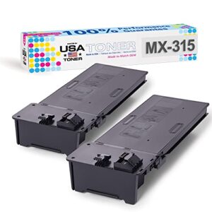 made in usa toner compatible replacement for sharp mx315nt, mx-m265n mx-m266n, mx-m315n, mx-m316n, mx-m356n (black, 2-pack)