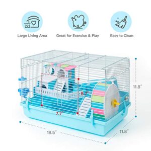 ROBUD Large Hamster Cage Gerbil Haven Habitat Small Animal Cage (Blue)