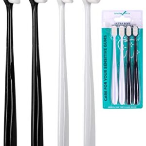 Extra Soft Toothbrush, Nano Toothbrush For Sensitive Gums, Extra Soft Toothbrushes Adult Sensitive Teeth Manual, Ultra Soft Toothbrush for Extra Protection Gum Care, Perfect for Kids & Adults (4 Pack)