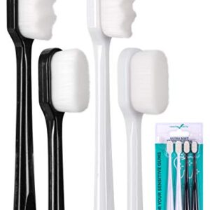 Extra Soft Toothbrush, Nano Toothbrush For Sensitive Gums, Extra Soft Toothbrushes Adult Sensitive Teeth Manual, Ultra Soft Toothbrush for Extra Protection Gum Care, Perfect for Kids & Adults (4 Pack)
