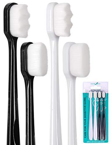 Extra Soft Toothbrush, Nano Toothbrush For Sensitive Gums, Extra Soft Toothbrushes Adult Sensitive Teeth Manual, Ultra Soft Toothbrush for Extra Protection Gum Care, Perfect for Kids & Adults (4 Pack)