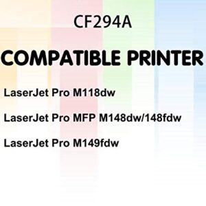 (Pack of 2) Compatible Replacement for HP 94A 294A CF294A Toner Cartridge (2-Black, HP94A) for HP Laser Pro MFP M148dw M148fdw M118dw Printer, Sold by GTS