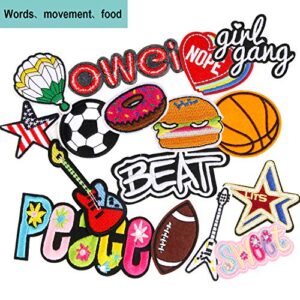 60pcs Random Assorted Styles Embroidered Iron on Patches, DIY Sew Applique Repair Patch Iron on/Sew on Patches for Backpacks,Pants,Clothes,Jeans,Jackets,Hat