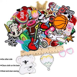 60pcs Random Assorted Styles Embroidered Iron on Patches, DIY Sew Applique Repair Patch Iron on/Sew on Patches for Backpacks,Pants,Clothes,Jeans,Jackets,Hat