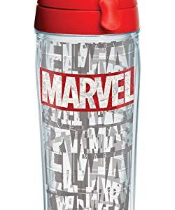 Tervis Marvel Made in USA Double Walled Insulated Tumbler Travel Cup Keeps Drinks Cold & Hot, 24oz Water Bottle, Logo