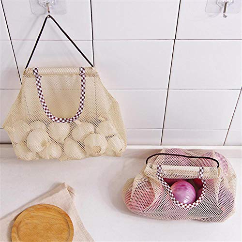 LERTREE 5PCS Breathable Hanging Mesh Bag, Kitchen Storage Holder Bags for Potatoes, Onions, Garlics, Vegetables, Fruit