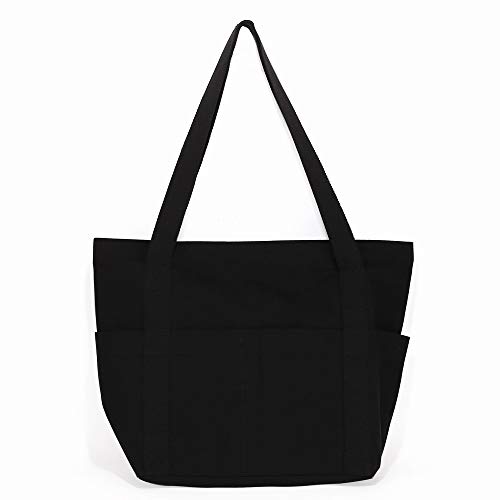 Augbunny XL Heavy Duty Canvas Grocery Bag Multi Purpose Tote Outer Pockets