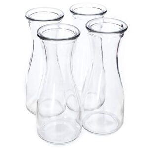 12 oz (350 ml) glass carafe beverage bottles, 4-pack - water pitchers, wine decanters, mixed drinks, mimosas, centerpieces, arts & crafts - restaurant, catering, party, & home kitchen supplies
