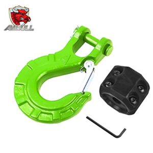 AMBULL Heavy Duty Forged Steel 3/8" Grade 70 Safety Latch Winch Cable Hook Stopper & Clevis Slip Hook Sets, Included Allen Wrench,Max 35,000 lbs, Green