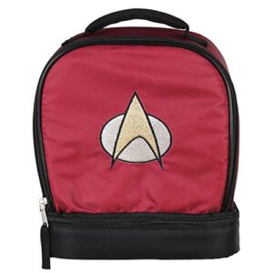 Star Trek The Next Generation Picard Embroidered Starfleet Logo Dual Compartment Insulated Lunch Box Bag Tote