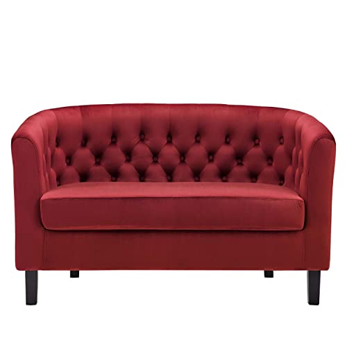 Modway Prospect Performance Velvet Loveseat, Maroon 28.5 x 49 x 29.5