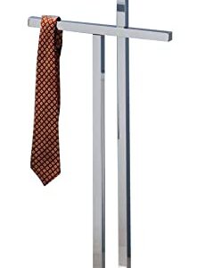 Kings Brand Furniture - Vaccaro Metal & Wood Suit Valet Stand, Clothes Rack, White/Chrome