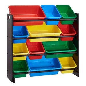 rockpoint kid‘s origanizer 12 bins espresso/primary toy storage organizer (hx2020-7)