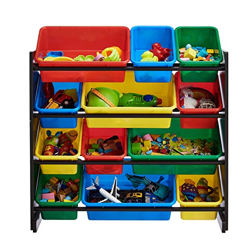 ROCKPOINT Kid‘s origanizer 12 Bins Espresso/Primary Toy Storage Organizer (HX2020-7)