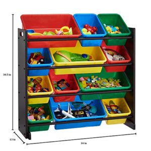 ROCKPOINT Kid‘s origanizer 12 Bins Espresso/Primary Toy Storage Organizer (HX2020-7)