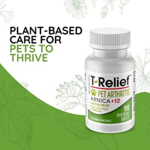 MediNatura T-Relief Pet Arthritis Relief Arnica +12 Powerful Natural Homeopathic Medicines Help Ease Hip & Joint Pain Soreness & Stiffness for Dog & Cat - 90 Tablets