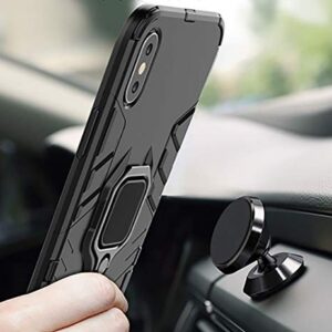 COTDINFORCA Xiaomi Redmi Note 9 Case Redmi Note 9 Case Shockproof with Ring Holder Kickstand Magnetic Car Mount Soft TPU Armor Thin Anti-Fall Protective Phone Case for Xiaomi Redmi Note 9 Black KK.