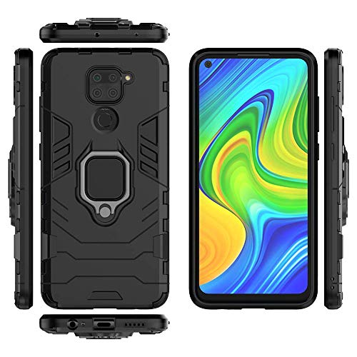 COTDINFORCA Xiaomi Redmi Note 9 Case Redmi Note 9 Case Shockproof with Ring Holder Kickstand Magnetic Car Mount Soft TPU Armor Thin Anti-Fall Protective Phone Case for Xiaomi Redmi Note 9 Black KK.