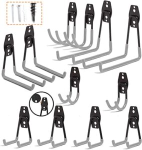 netwal garage hooks heavy duty 12 pack, steel wall mount utility double hooks ＆tools hangers for organizer,ladders,bicycles,garden tools-orange