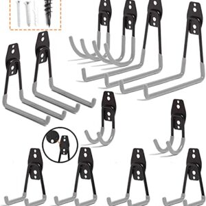 NETWAL Garage Hooks Heavy Duty 12 Pack, Steel Wall Mount Utility Double Hooks ＆Tools Hangers for Organizer,Ladders,Bicycles,Garden Tools-Orange