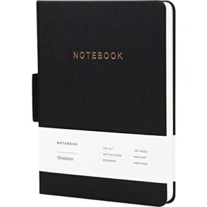 journal notebook, notebook journal a5 classic, 5.6 x 8.1 inche, hard cover, 160 premium thick pages, fine pu leather college ruled notebook with pen holder and ribbon bookmark for writing note