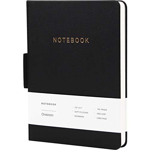 Journal Notebook, Notebook Journal A5 Classic, 5.6 X 8.1 inche, Hard Cover, 160 Premium Thick Pages, Fine PU Leather College Ruled Notebook with Pen Holder and Ribbon Bookmark for Writing Note