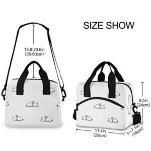Sinestour Insulated Lunch Bag Reusable Cooler - Cute Bull Terrier Puppy Lunch Box Adjustable Shoulder Strap for School Office Picnic Adults Men Women