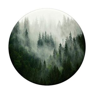 Foggy Forest Pine Tree Woods Green Nature Outdoor Explore PopSockets Swappable PopGrip