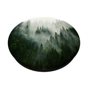 Foggy Forest Pine Tree Woods Green Nature Outdoor Explore PopSockets Swappable PopGrip