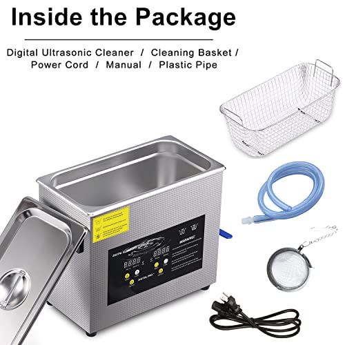 Rio & Dio 6.5L Ultrasonic Cleaner with Digital Timer&Heater Professional 180W Ultrasonic Cleaner for Watch Glasses Tools Instruments Industrial Parts Cleaning