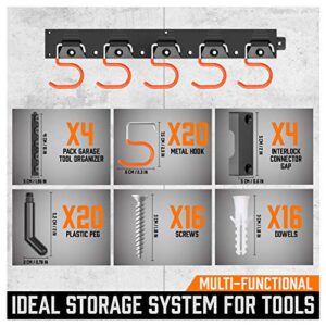 HORUSDY 64 Inch Adjustable Storage System, Wall Mount Tool Organizer, Tool Hangers for Mop and Broom Holder Shovel, Rake, Broom, Mop Holder, Etc.