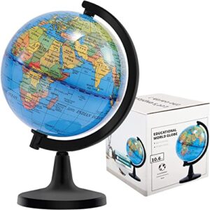wizdar 4'' world globe for kids learning, educational rotating world map globes mini size decorative earth children globe for classroom geography teaching, desk & office decoration-4 inch