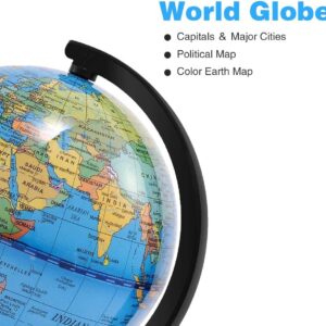 Wizdar 4'' World Globe for Kids Learning, Educational Rotating World Map Globes Mini Size Decorative Earth Children Globe for Classroom Geography Teaching, Desk & Office Decoration-4 inch