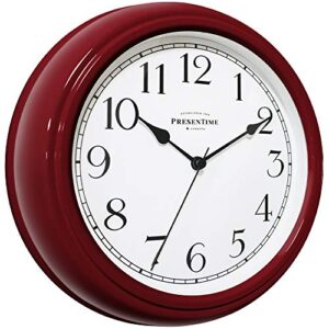 presentime & co chic home collection 10" molly clock, silent no ticking, red color
