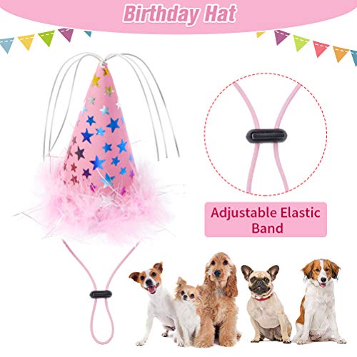 Dog Birthday Bandana Set - Cute Hat and Squeaky Cake Toy for Birthday Party Supplies Gift - Great for Small Medium Large Dogs Pink