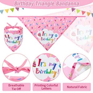 Dog Birthday Bandana Set - Cute Hat and Squeaky Cake Toy for Birthday Party Supplies Gift - Great for Small Medium Large Dogs Pink