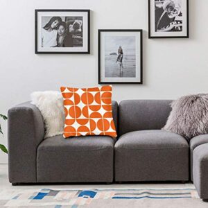 Vazzio Mid Century Modern Orange Throw Pillow Covers,Geometric Pattern Decorative Pillowcase Double Side Print Cushion Covers for Sofa Couch Bed 18x18 Inches,Set of 2