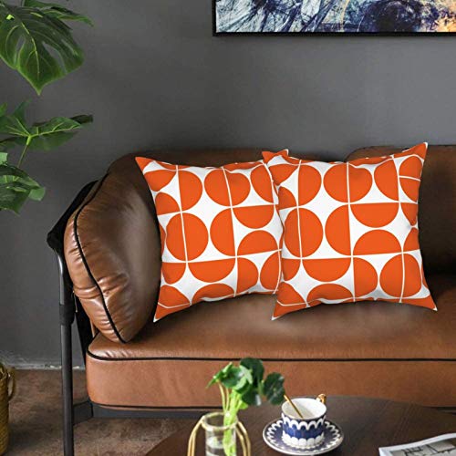 Vazzio Mid Century Modern Orange Throw Pillow Covers,Geometric Pattern Decorative Pillowcase Double Side Print Cushion Covers for Sofa Couch Bed 18x18 Inches,Set of 2