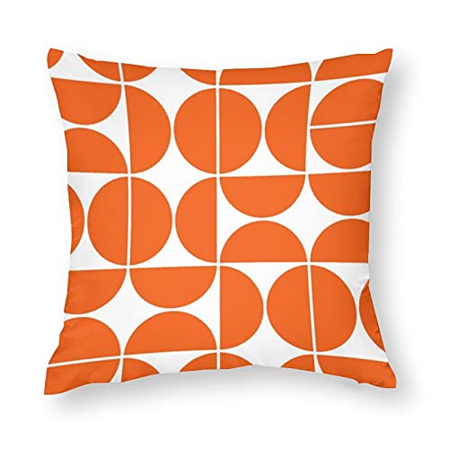 Vazzio Mid Century Modern Orange Throw Pillow Covers,Geometric Pattern Decorative Pillowcase Double Side Print Cushion Covers for Sofa Couch Bed 18x18 Inches,Set of 2