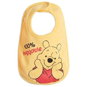 Disney Winnie the Pooh Tigger Eeyore Piglet Baby Boys 5 Pack Side Snap Bibs