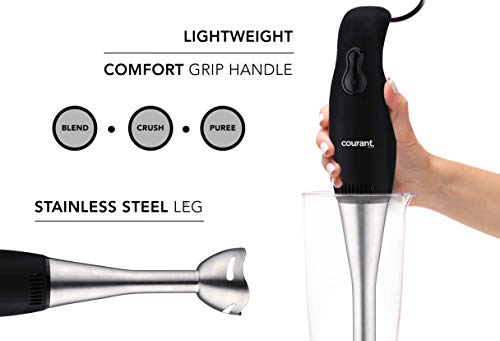 Courant Immersion Hand Blender with 200 Watt Easy to Clean Stick Blender Blends, Purees, Crushes Ice