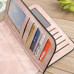 snap card holder for women leather clutch (brown)
