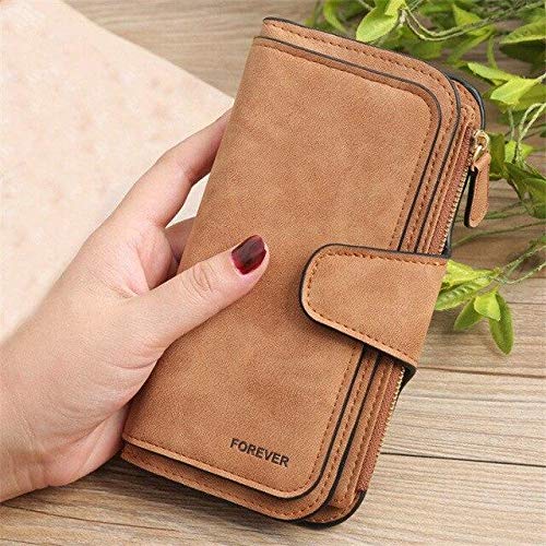 Snap Card Holder for Women Leather Clutch (Brown)